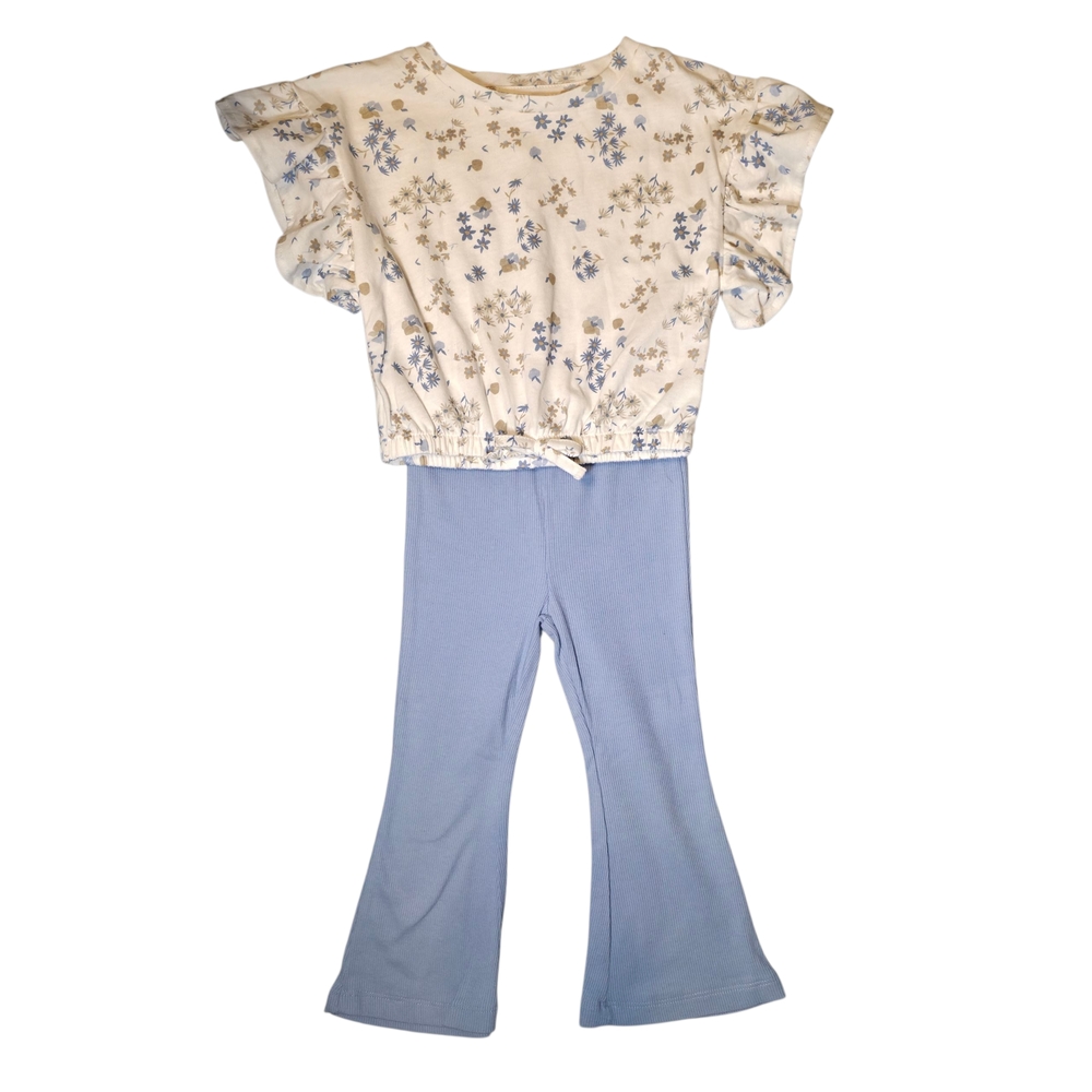 Jessica Simpson Toddler Floral Top and Blue Bellbottom Pants Set 2T NWT
